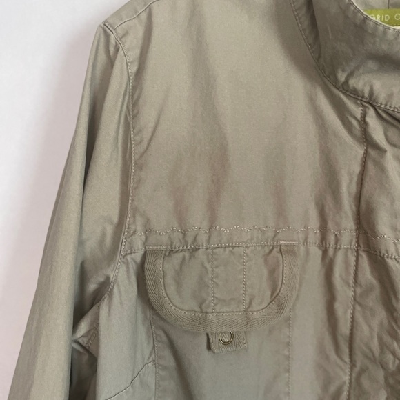 Sigrid Olsen Sage Green Utility Cargo Zip Up Drawstring Jacket Size 12 - Picture 6 of 14